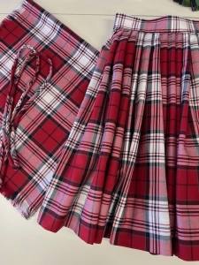 01-260 ADULT'S DRESS CRIMSON REVERSE MCKELLAR ABOYNE SKIRT, SASH AND TIE