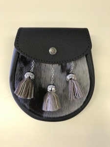 02-164 Semi-dress with plain flap and grey sealskin