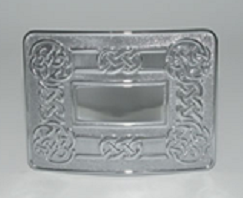 03-112 Chrome Celtic Swirl 2 1/4" kilt belt buckle 