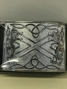 03-114 Chrome Highland saltire 2 1/4" kilt belt buckle