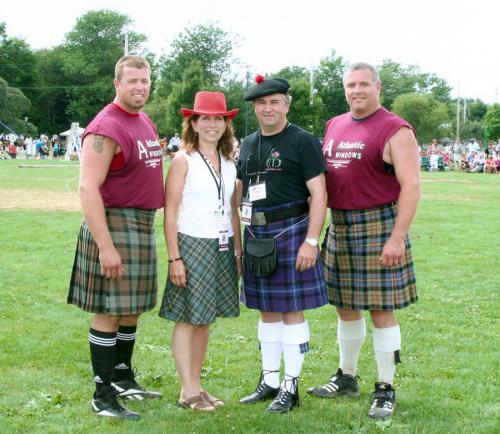 Kevin Robinson, Rosemary & Mac, Dirk Bishop (Taken at the CSAF Championship at the Antigonish Highland Games 2008)  Kevin and Dirk are proudly wearing their MacIsaac Kiltmakers Kilts. Kevin Robinson, Rosemary & Mac, Dirk Bishop (Taken at the CSAF Championship at the Antigonish Highland Games 2008)  Kevin and Dirk are proudly wearing their MacIsaac Kiltmakers Kilts.