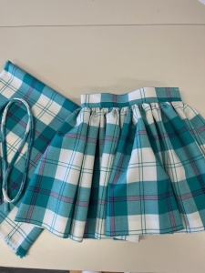 01-294 Dress Mint Cunningham Aboyne Skirt, Sash & Tie Child's Size 6